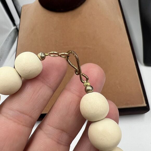 Handmade ~20" Quartz Granite Stone Gold Tone Statement Necklace And Earrings Vtg - Picture 7 of 14